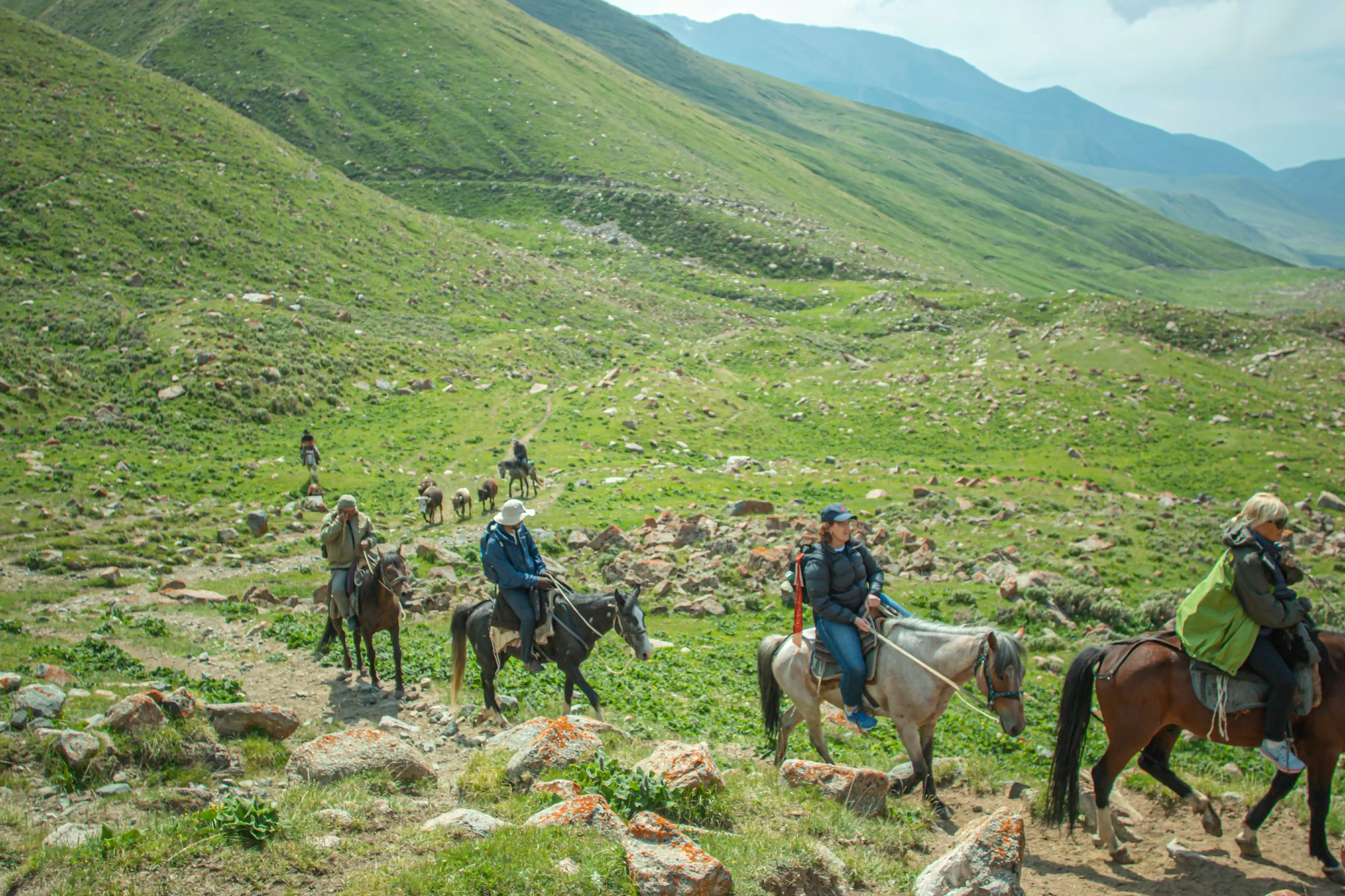 Panoramic mountain landscape in Kyrgyzstan